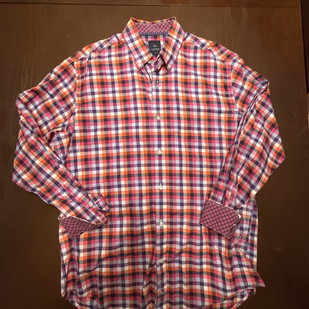 TAILORBYRD COLLECTION Casual Mens Button Down Shirt Colorful Long Sleeve Size L